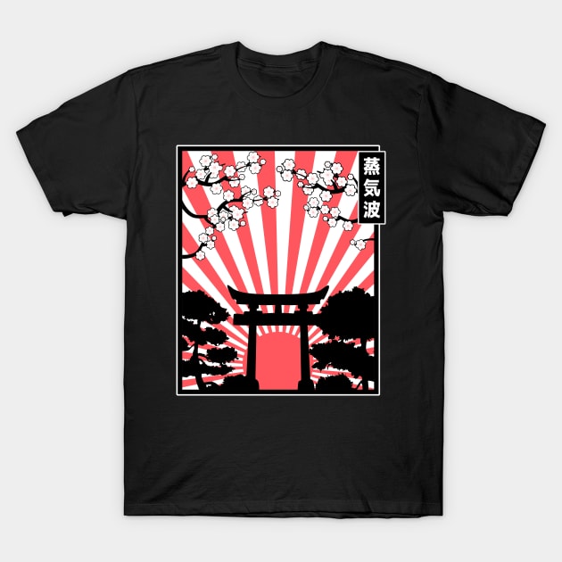 Vaporwave Aesthetic 80s Retro Japan Art Rising Sun T-Shirt by Kuehni